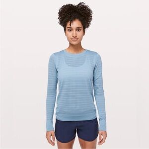 LULULEMON BREEZE BY LONG SLEEVE *SQUAD IN CASCADE BLUE/CASCADE BLUE